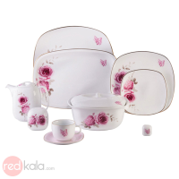 سرویس غذاخوری 98 پارچه چینی زرین ایران سری کواترو مدل Rose Flower