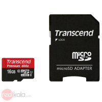  کارت حافظه microSDHC ترنسند مدل Premium کلاس 10 استاندارد UHS-I U1 سرعت 60MBps 400X همراه با آداپتور SD ظرفیت 16 گیگابایت 
